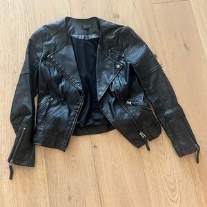 Topshop faux leather jacket biker black size 8